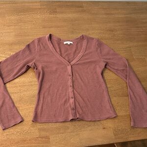 EUC Z Supply Women's Ribbed Button-Up Top - Pink Size S